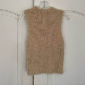 fuzzy mock neck vest top